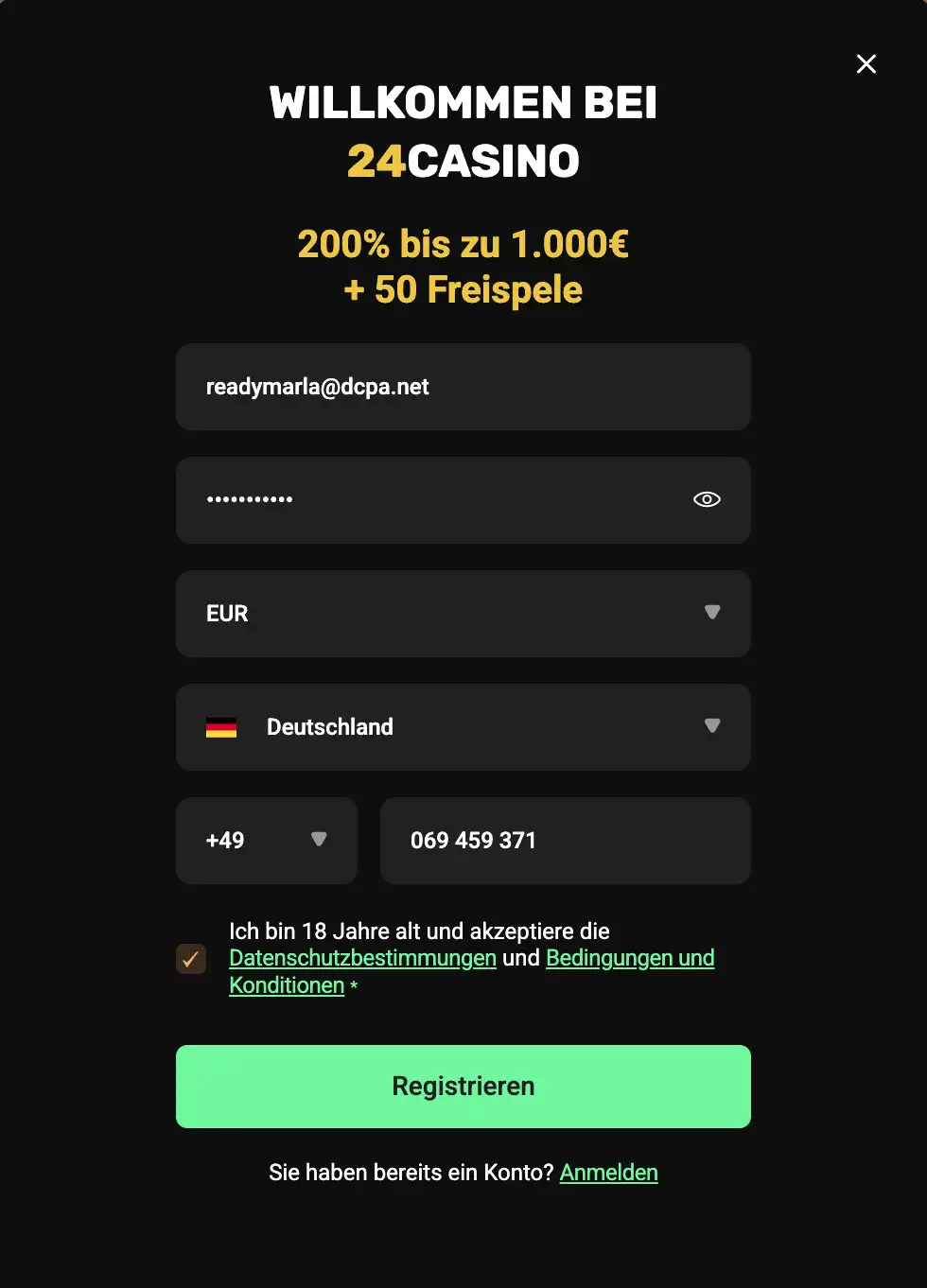 24 Casino Anmeldung